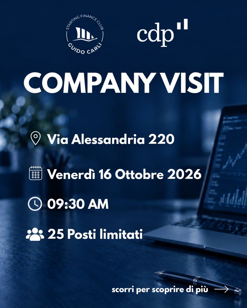 Event poster: Cassa Depositi e Prestiti company visit, Fri 16 Oct 2026 · 9:30, Via Alessandria 220